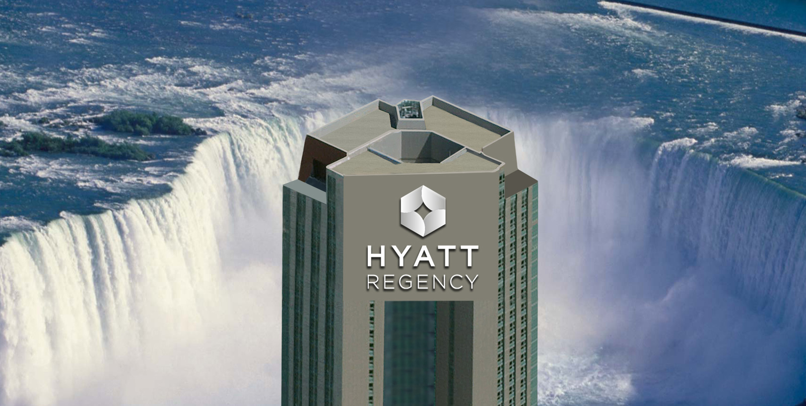 Hyatt tower rising above Niagara Falls