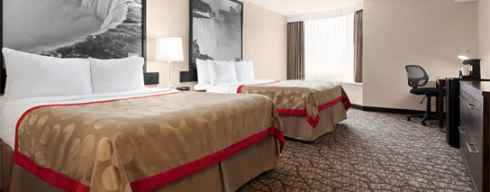 Two queen bed cityview room at Ramada by Wyndham Niagara Falls Near The Falls